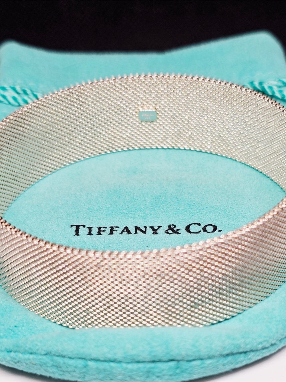 Tiffany & Co. Silver Mesh Bangle with Tiffany Blue Pouch - Picture 1 of 4